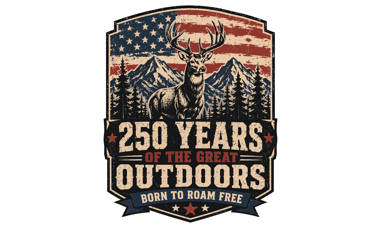 Deer And Mountain Outdoor Badge Design