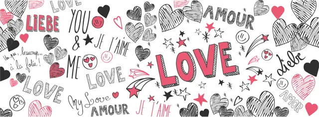 Love Theme Doodle Pattern With Hearts