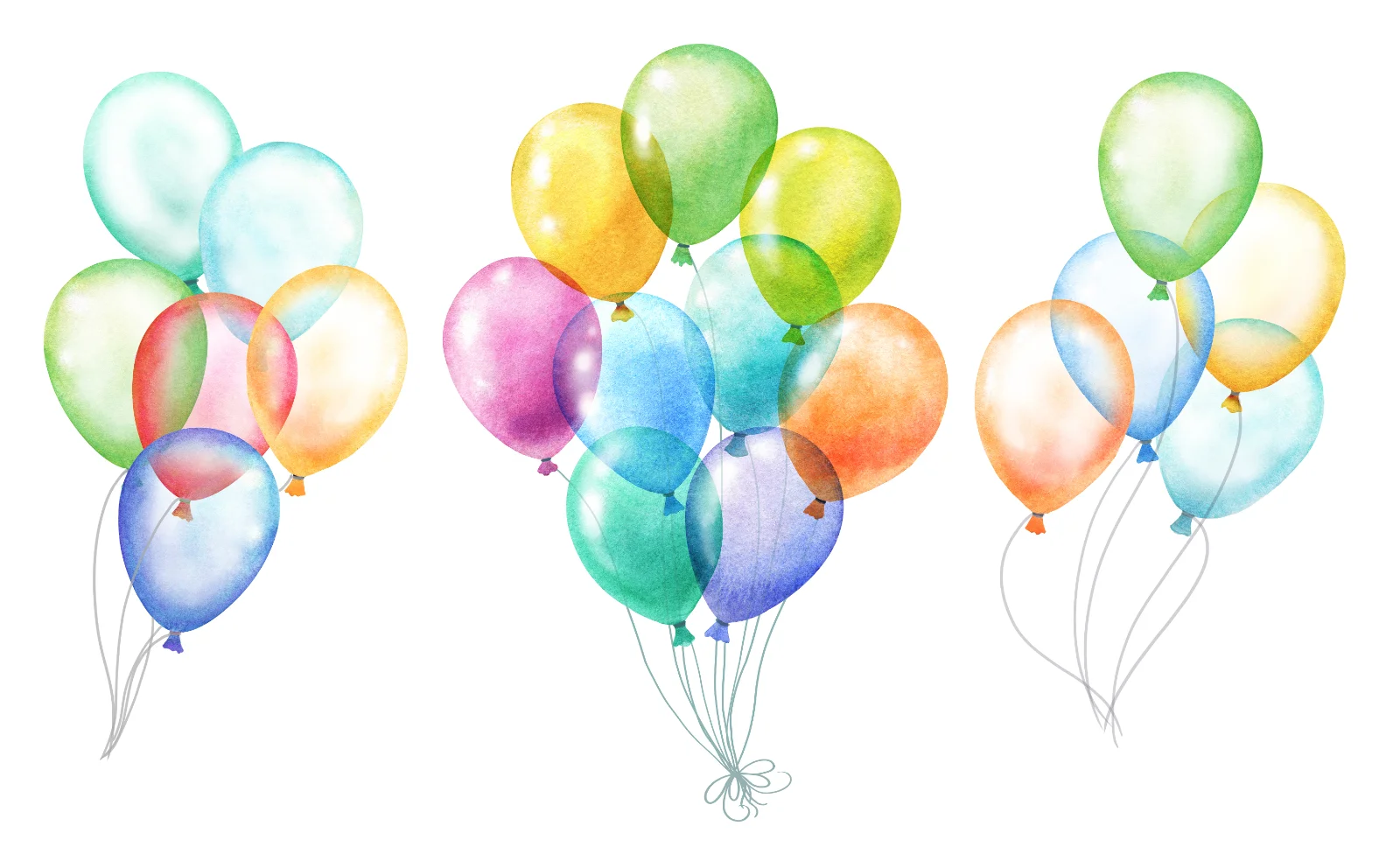 Watercolor Balloon Bunches For Party Decoration