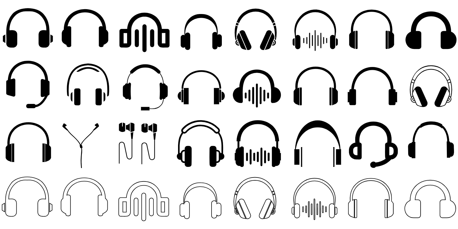 Collection Of Headphone And Earphone Icons