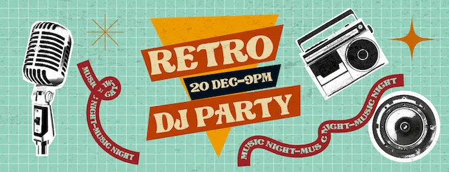 Retro DJ Party Musical Event Banner