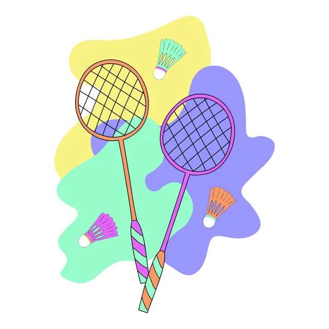 Badminton Rackets And Shuttlecocks Sport Illustration