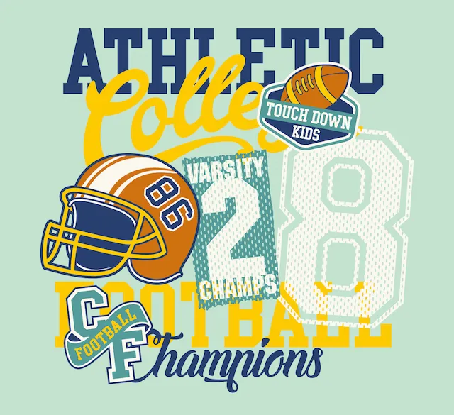 American Football Helmet And Varsity Design