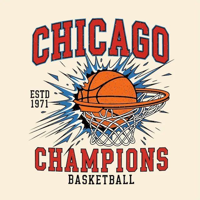 Chicago Basketball Champions Ball And Hoop
