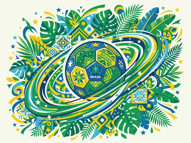 Brazilian Soccer Ball With Tropical Leaves