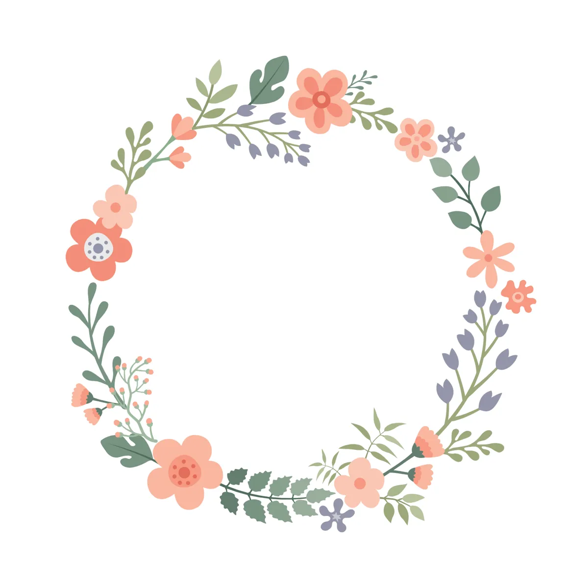 Laser cut and engrave Floral Wreath Frame With Pastel Flowers