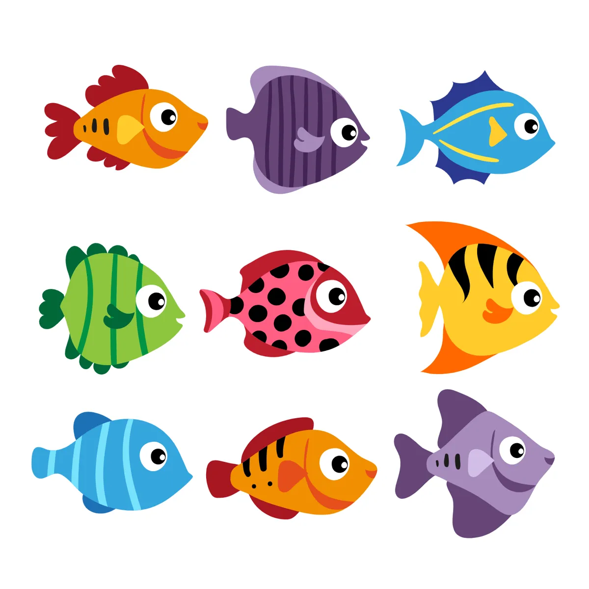 Laser cut and engrave Colorful Tropical Fish Collection Set