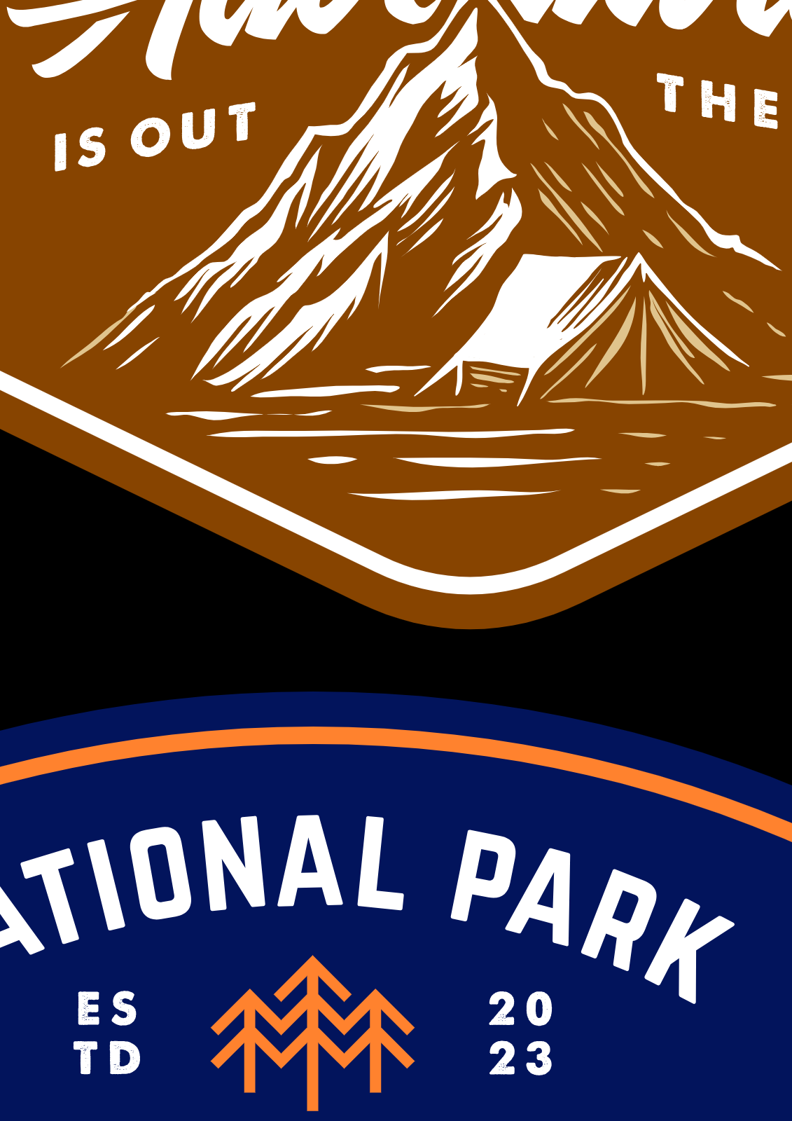 National Park Mountain And Tent Emblem