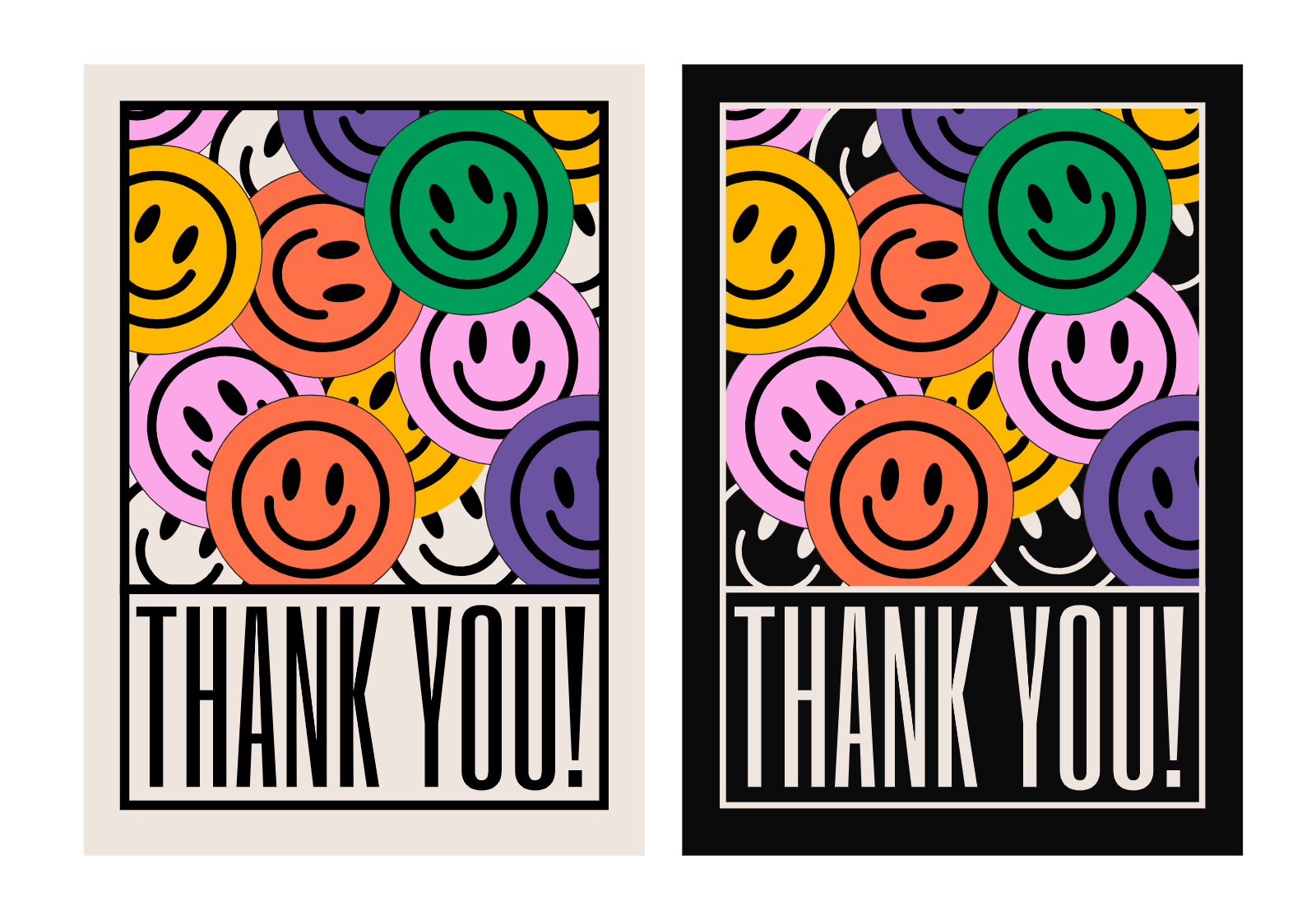 Thank You Card With Smiley Faces