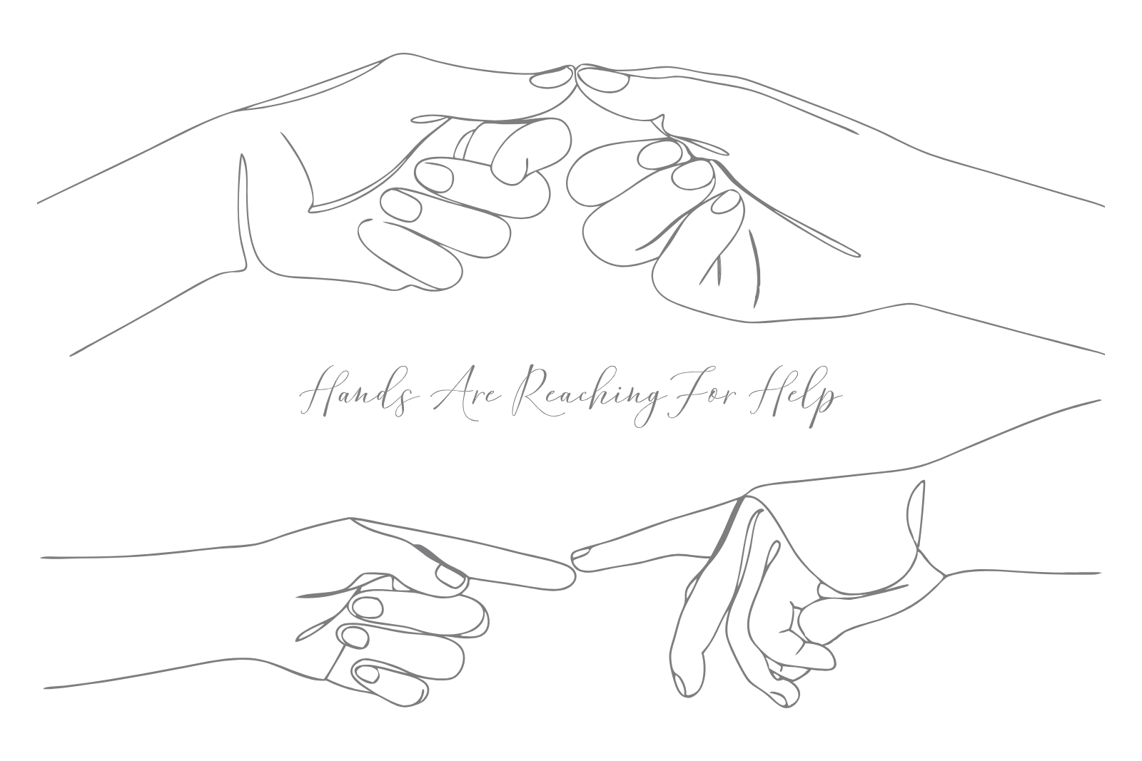 Reaching Hands Line Art Design