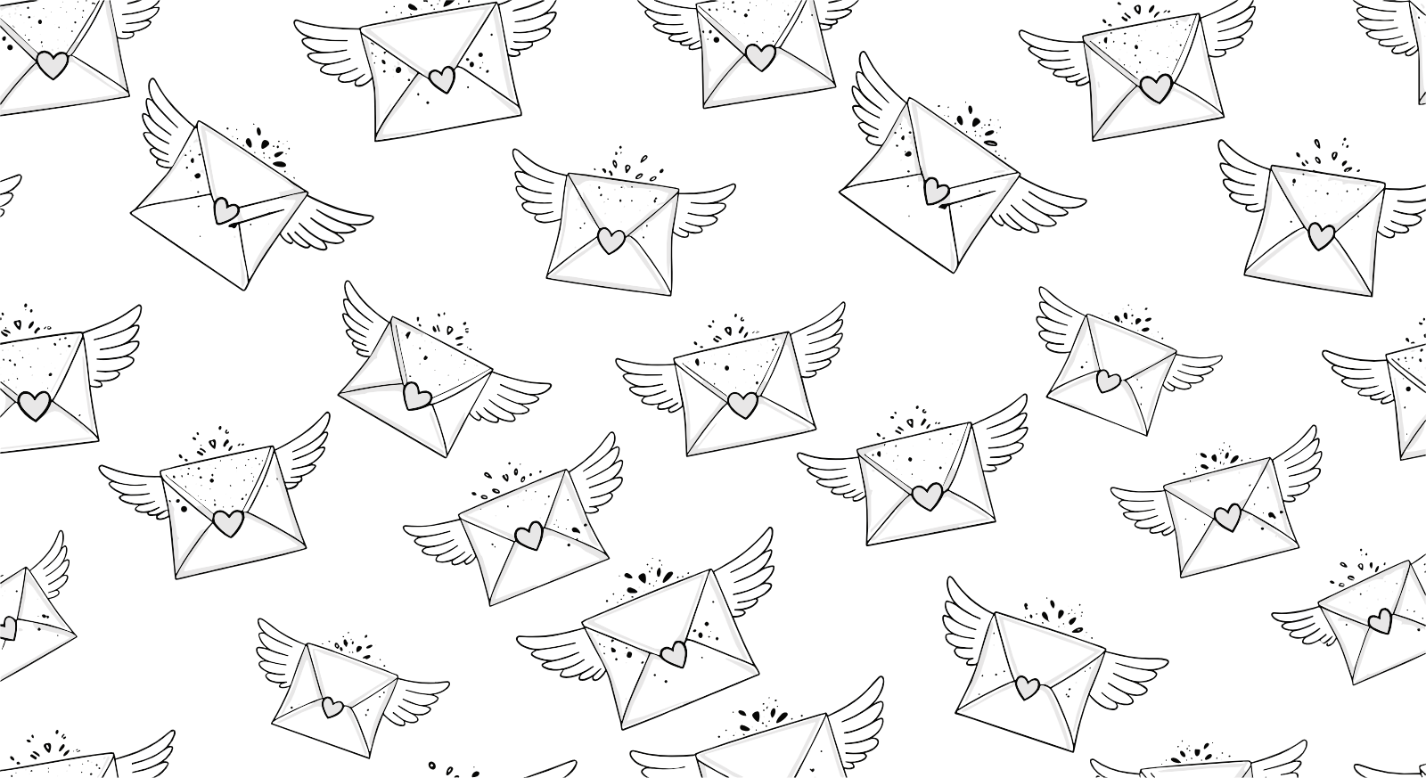 Flying Envelope With Heart Pattern