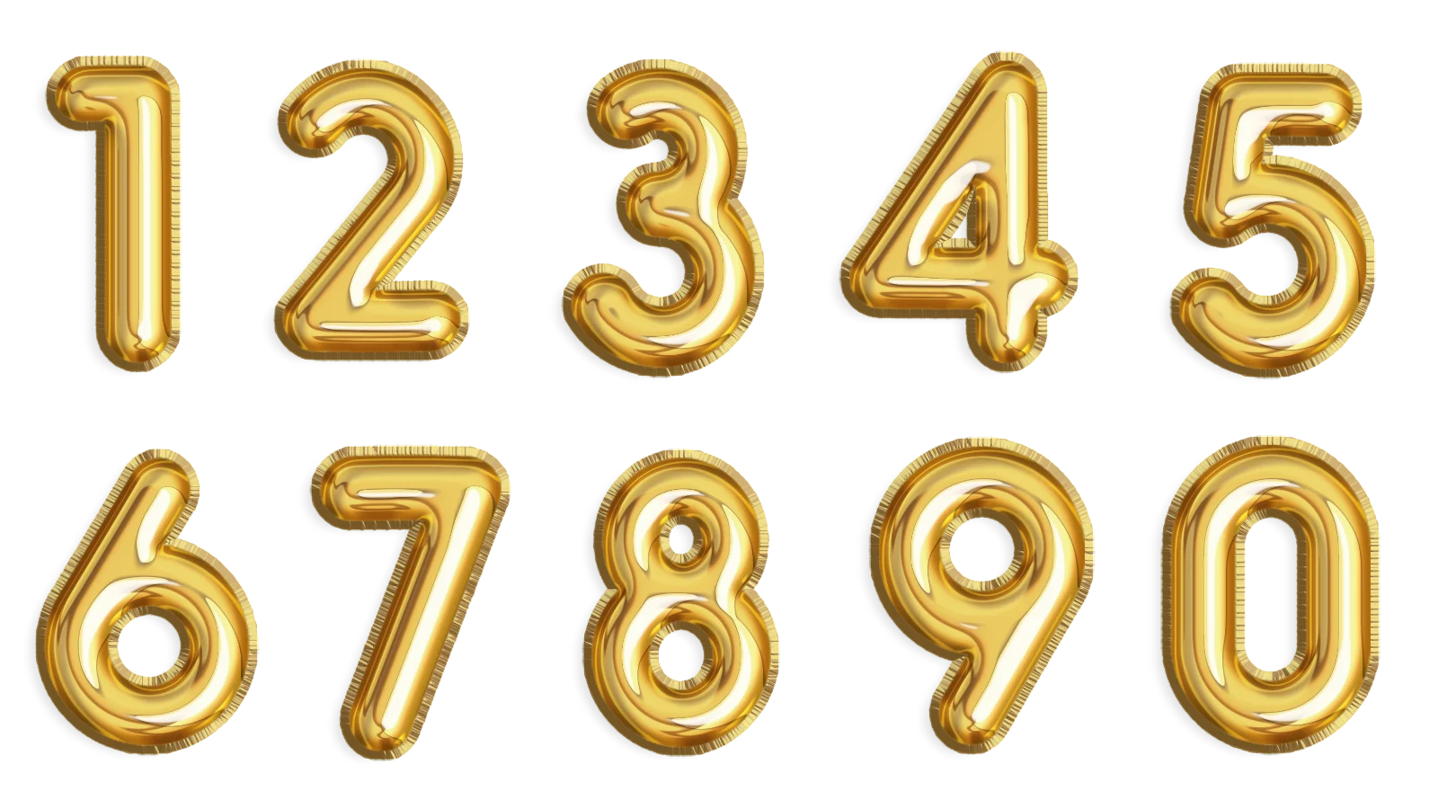 Gold Foil Balloon Numbers Set