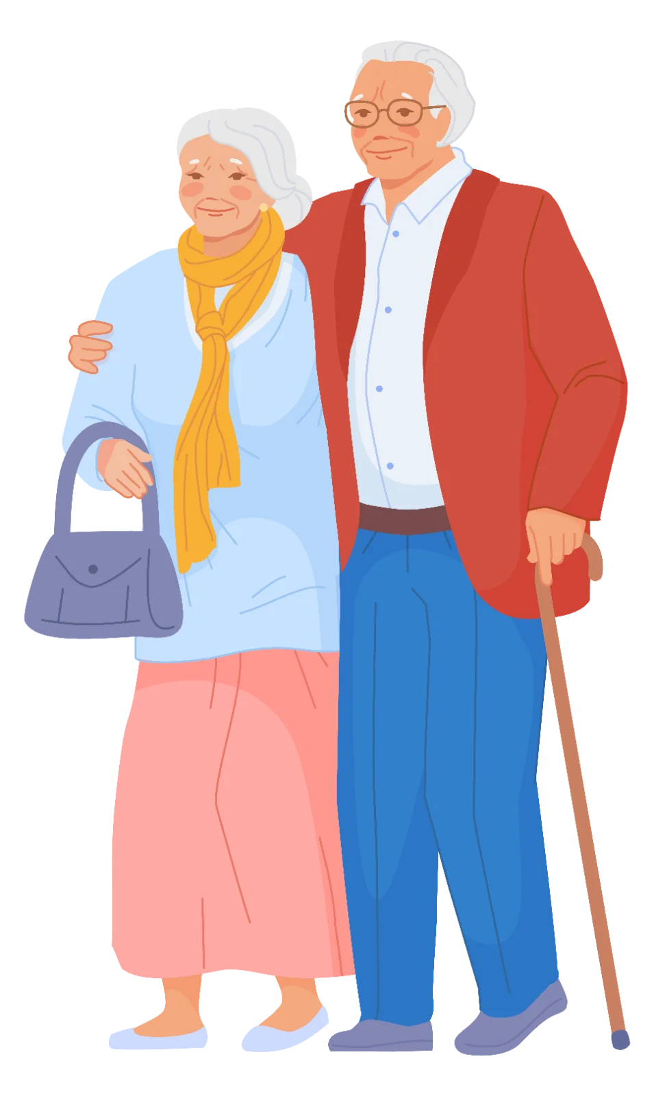 Elderly Couple With Walking Cane