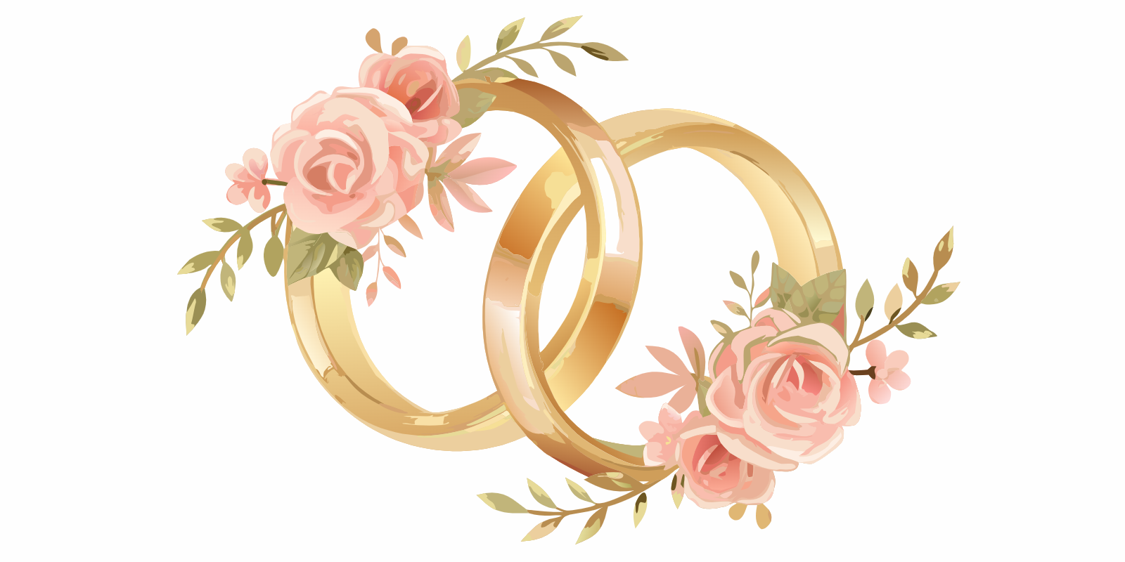Interlocking Wedding Rings With Floral Accents