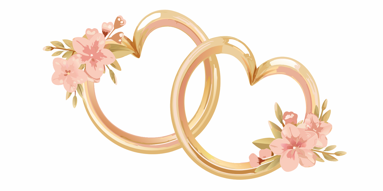 Interlocking Heart Rings With Floral Accents