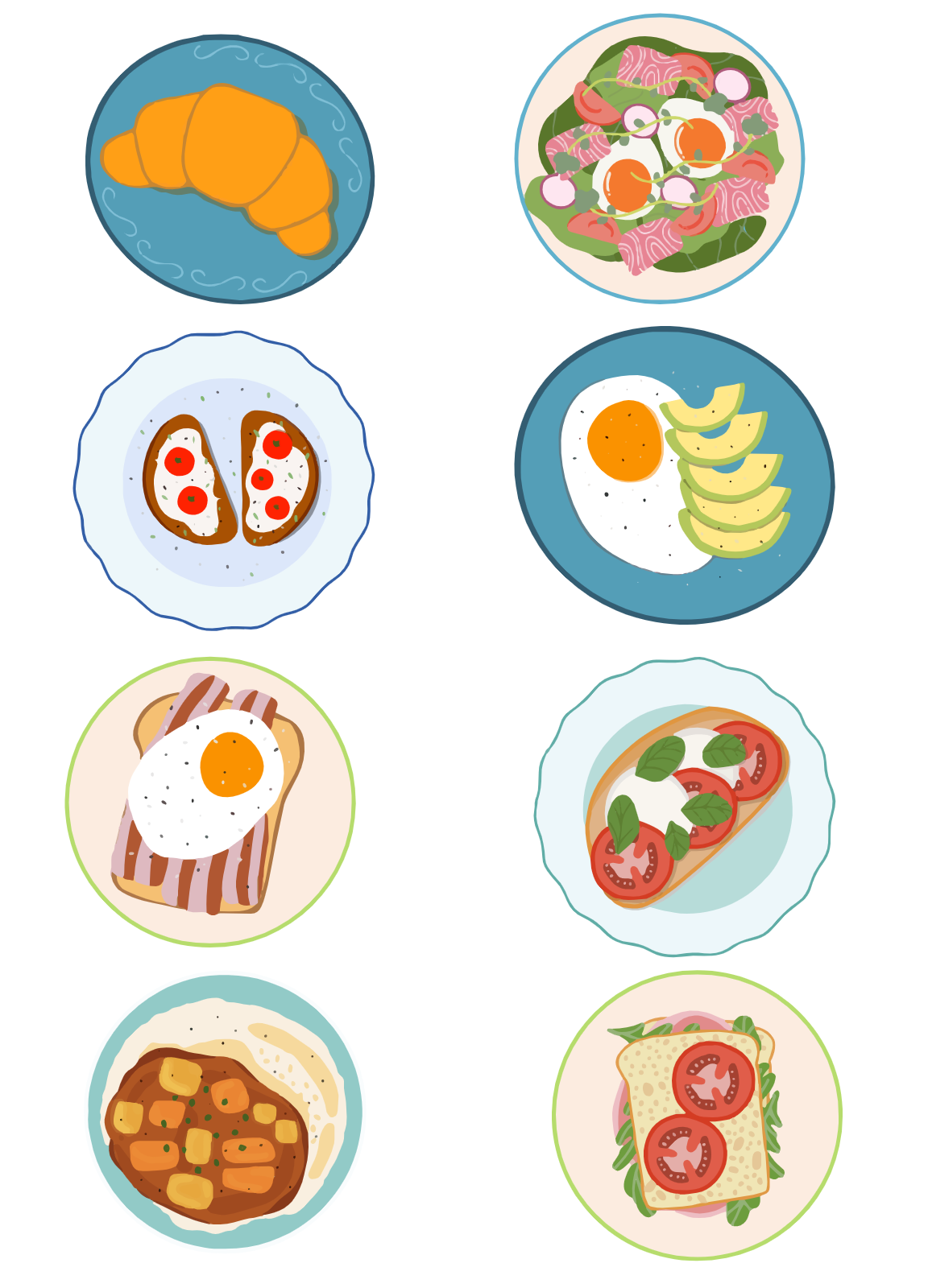 Collection Of Breakfast Plates And Meals