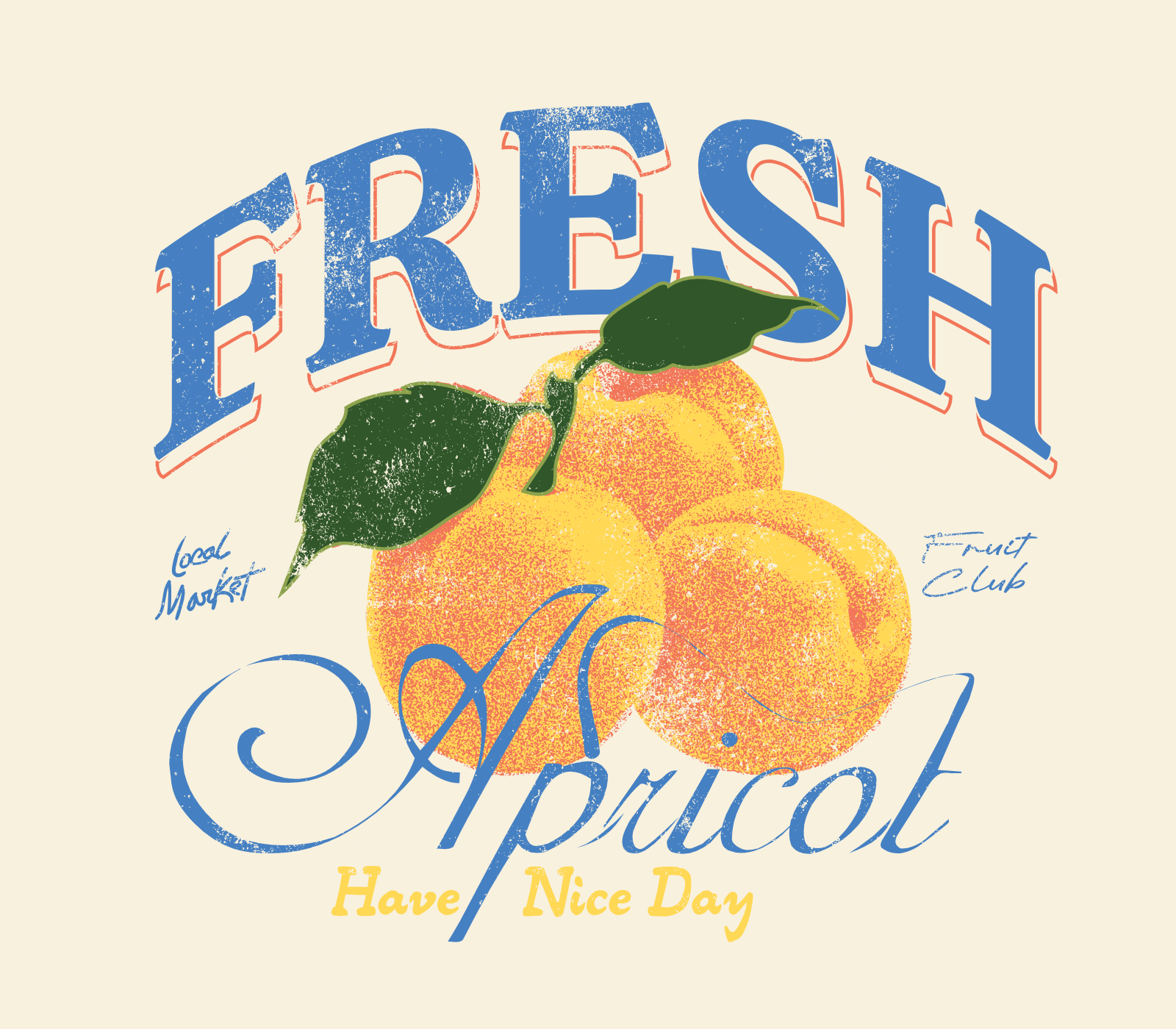 Fresh Apricot Fruit Typography Design