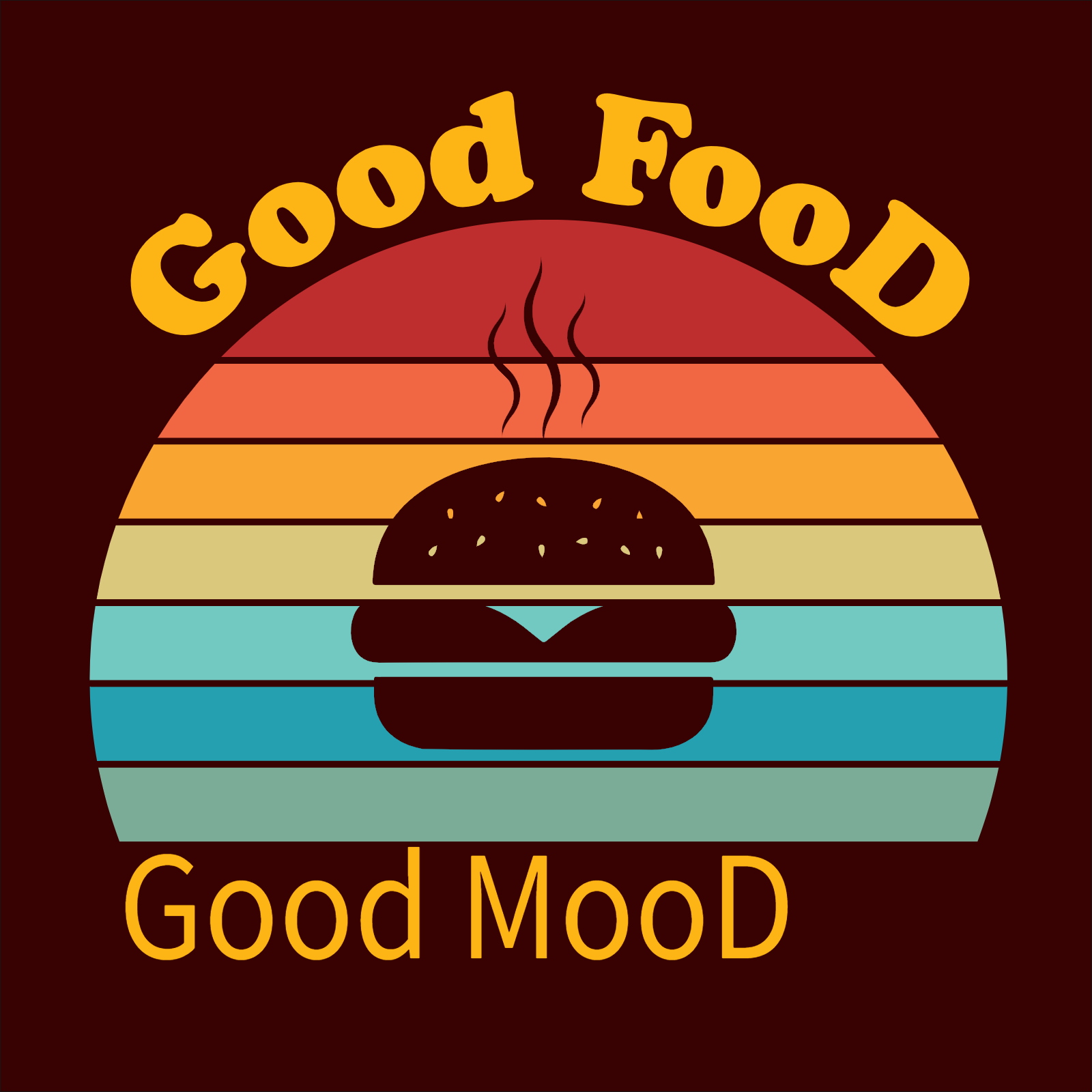 Cheeseburger Retro Sunset Graphic Design