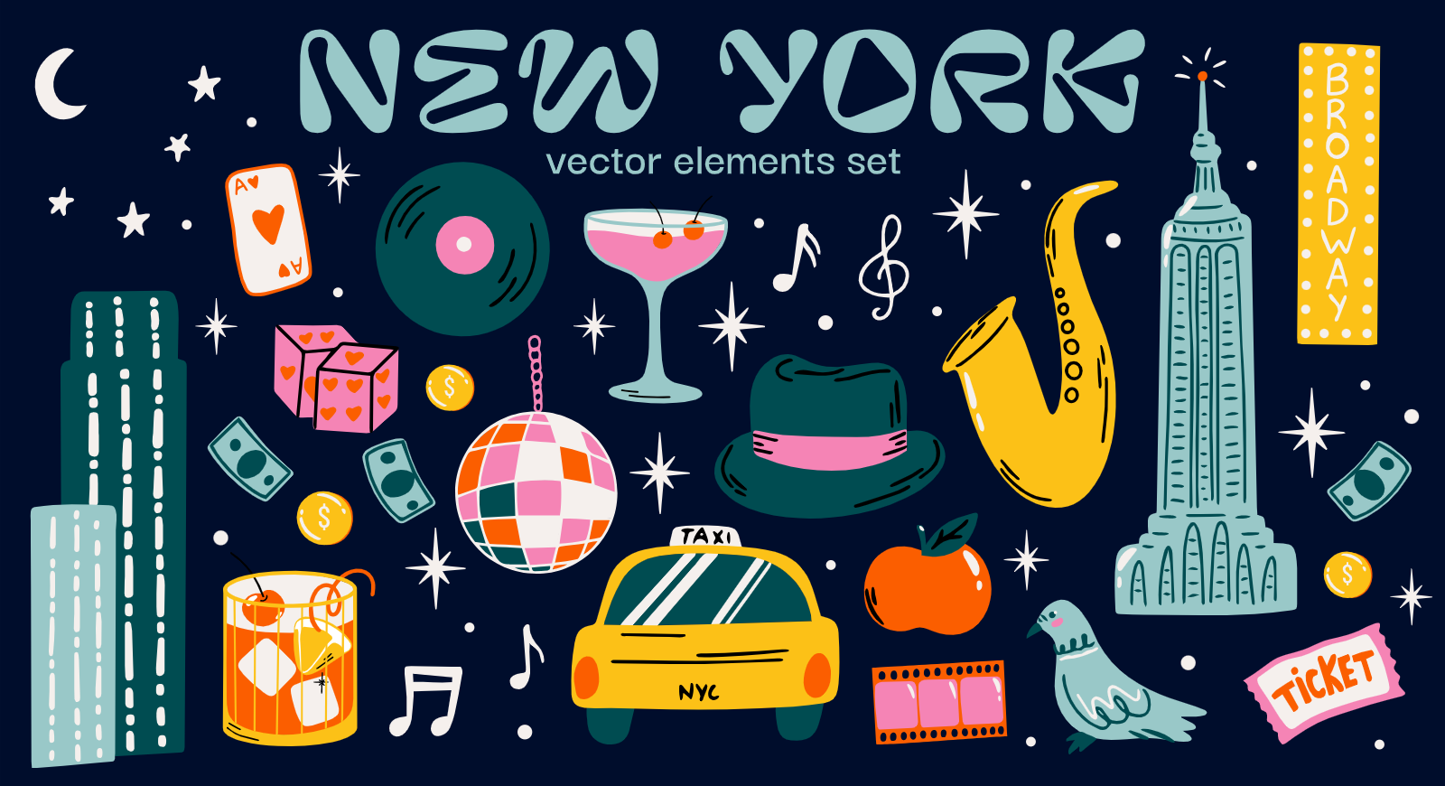 New York City Themed Vector Elements