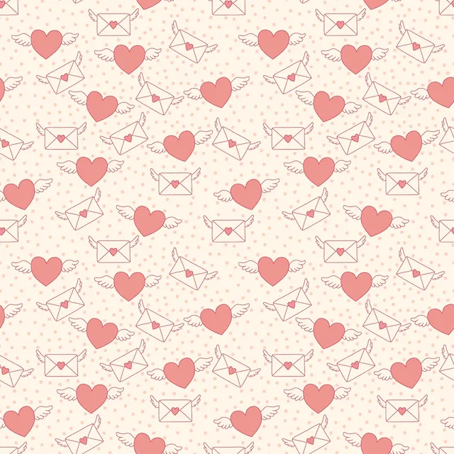 Valentine Hearts And Envelopes Seamless Pattern