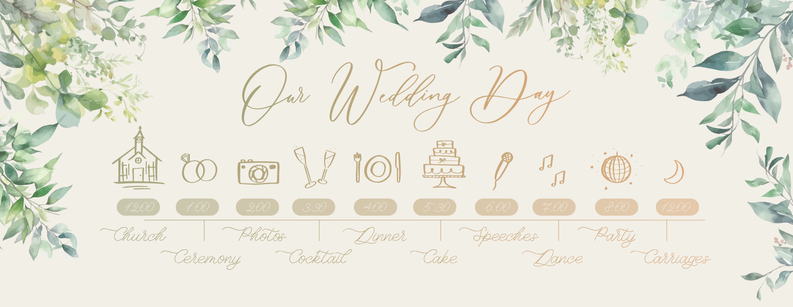 Wedding Day Schedule Timeline With Icons