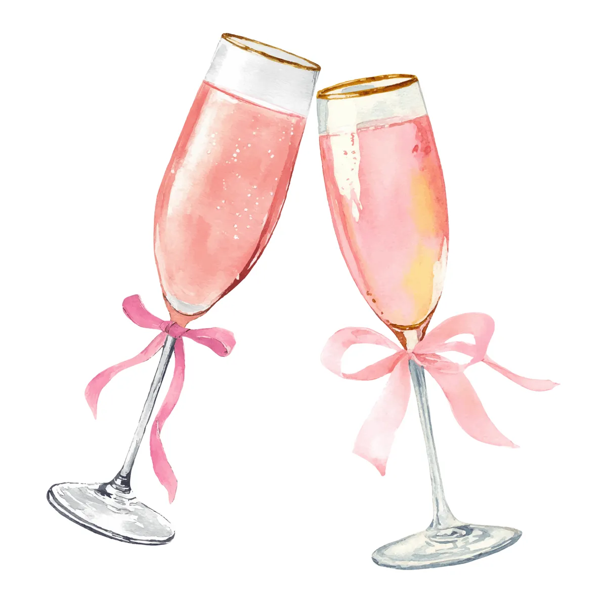 Laser cut and engrave Toasting Champagne Flutes With Pink Ribbons