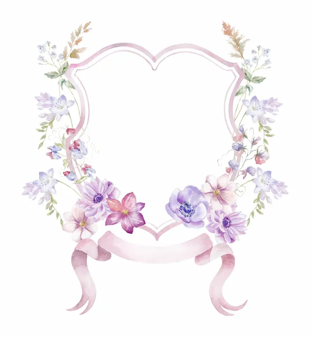 Heart Shaped Floral Frame With Ribbon