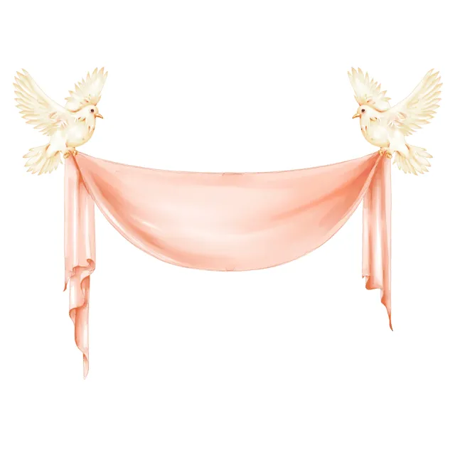 Doves Holding A Draped Fabric Banner