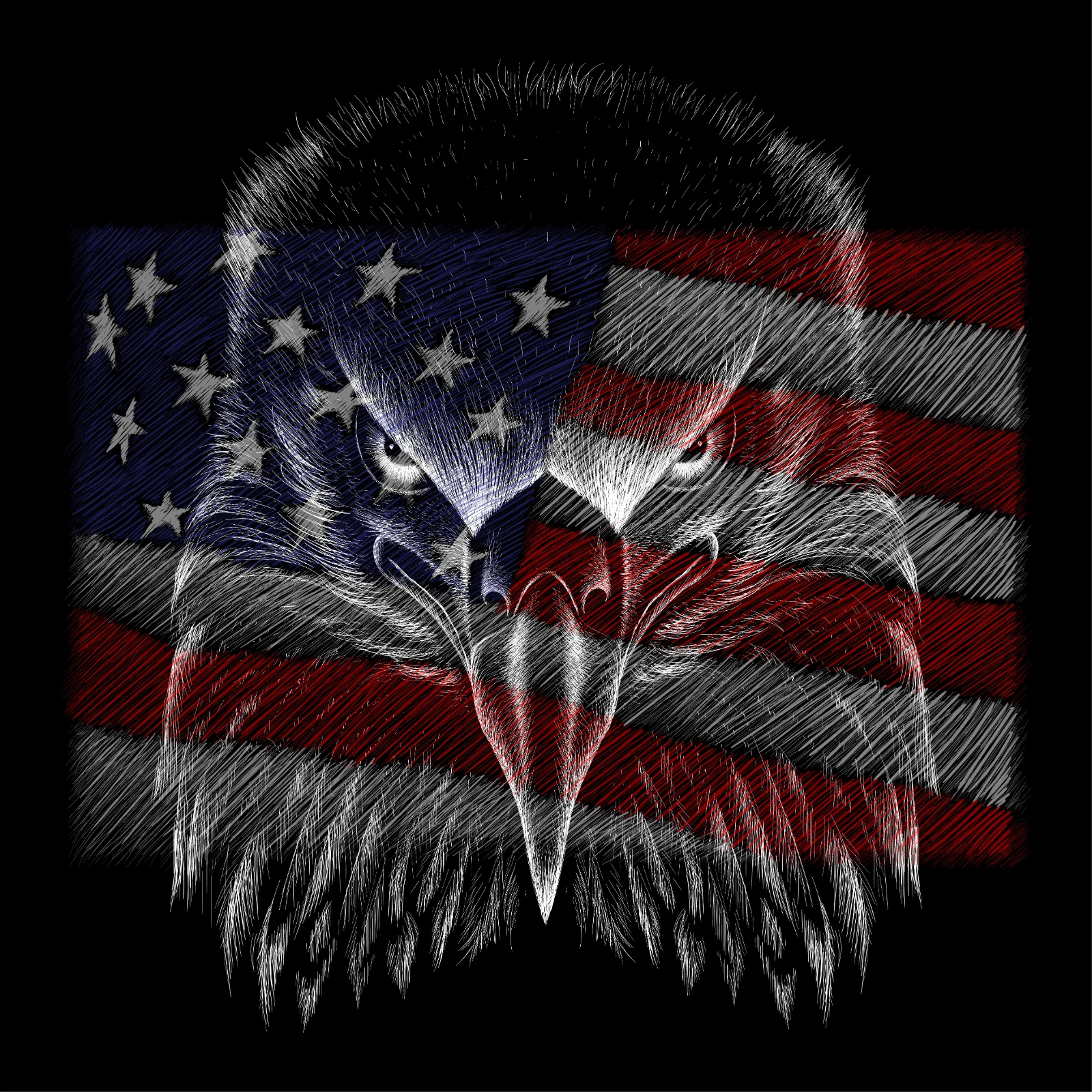 Bald Eagle Portrait With American Flag