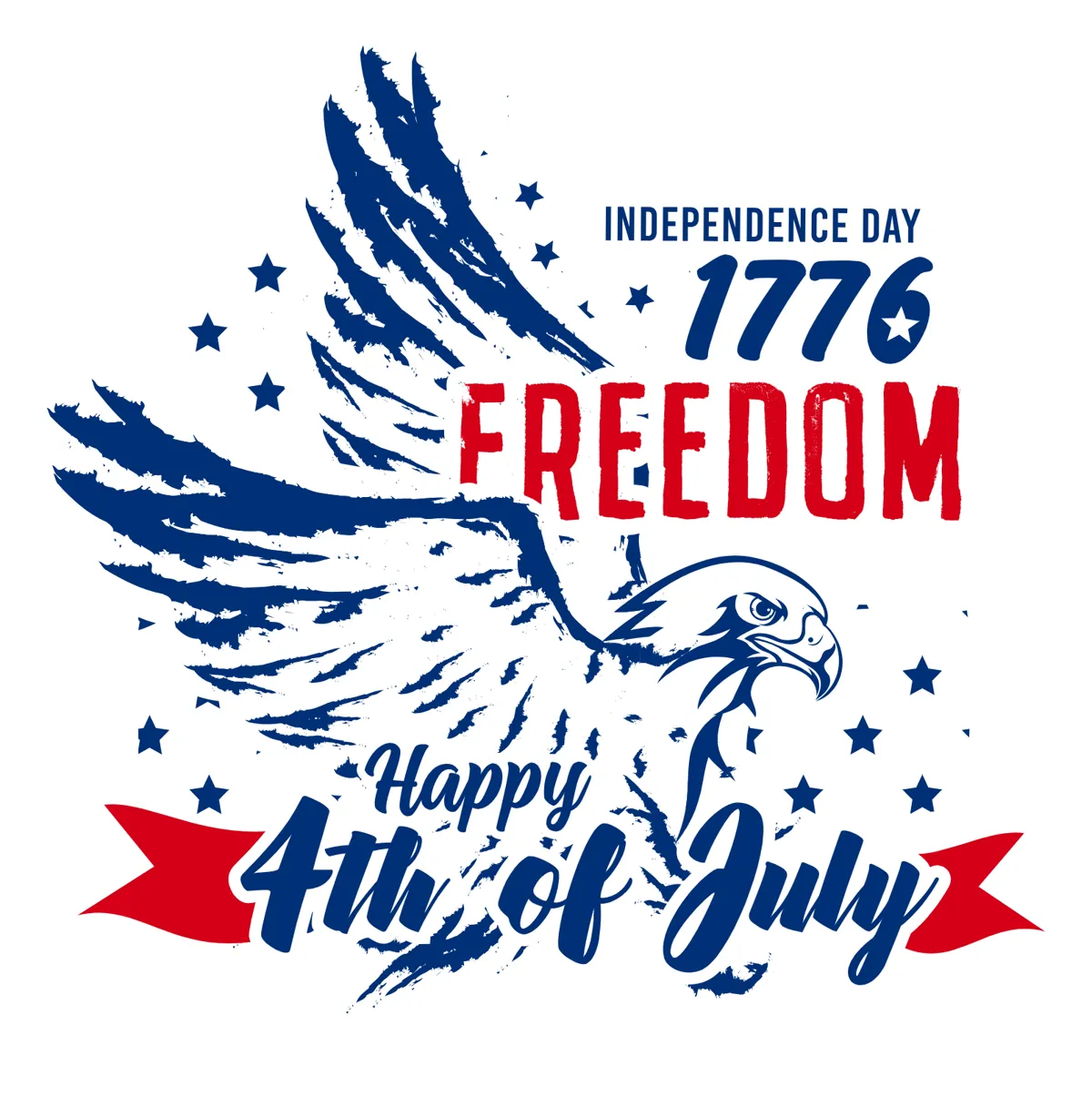 Laser cut and engrave Independence Day Eagle With Stars And Ribbon