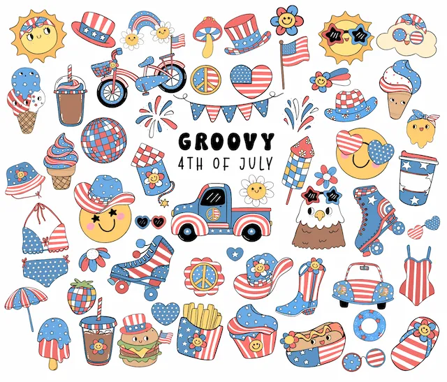 Groovy 4th Of July Patriotic Elements