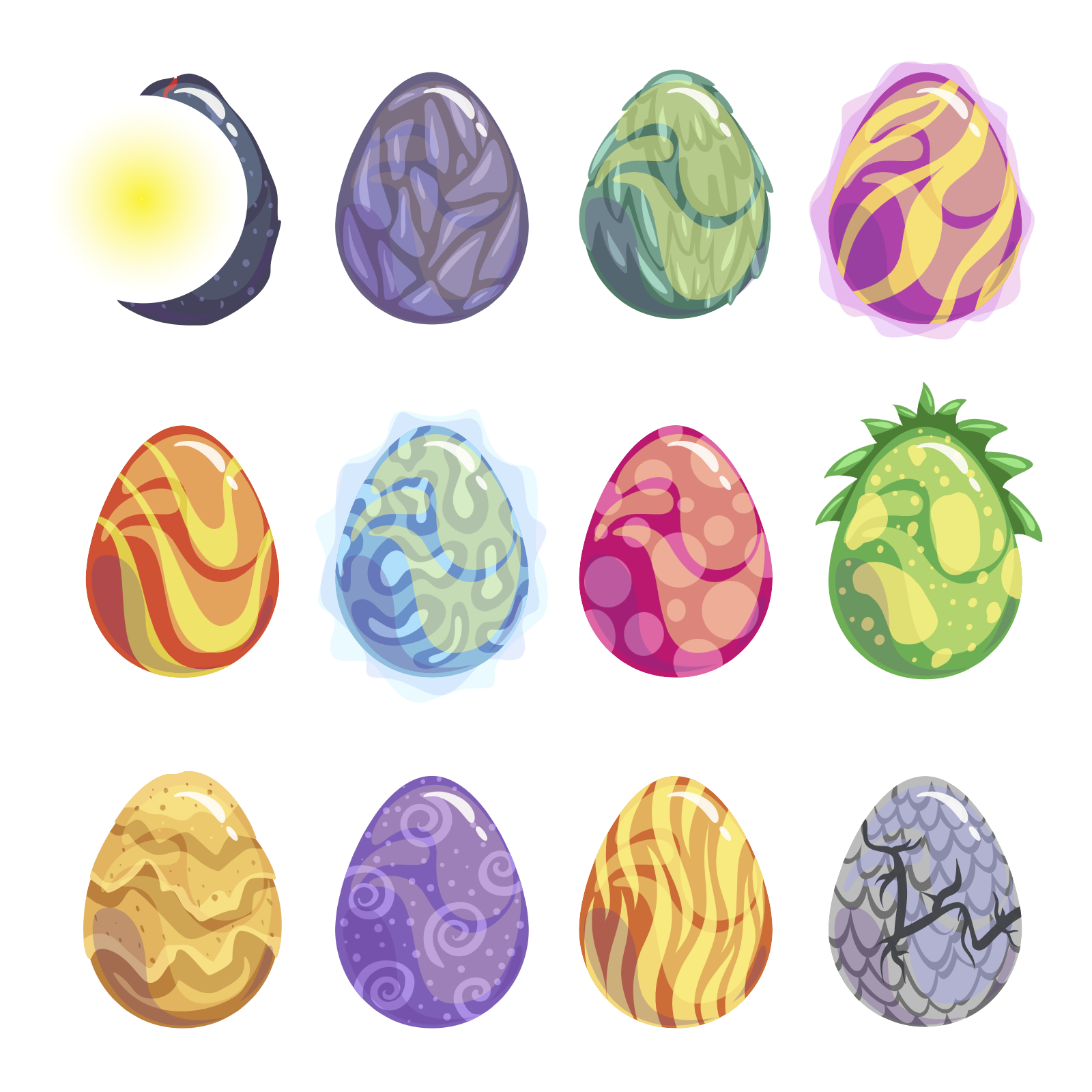 Collection Of Fantasy Dragon Eggs