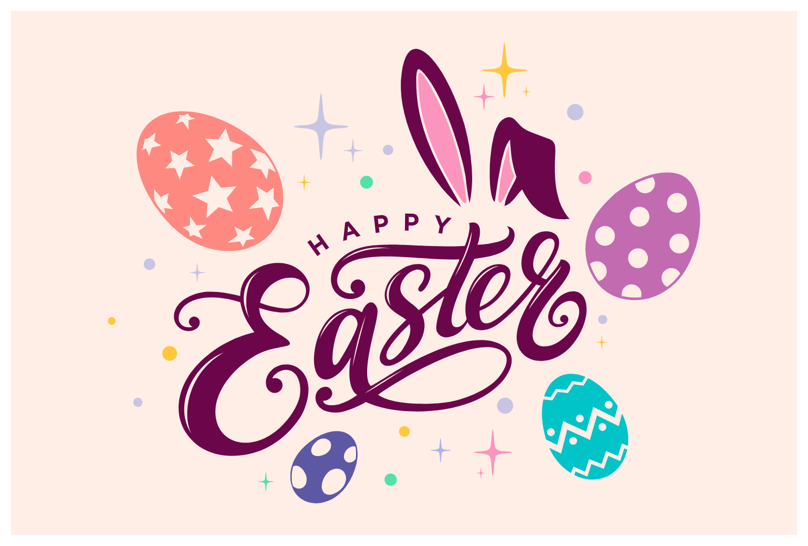 Happy Easter Greeting With Rabbit Ears