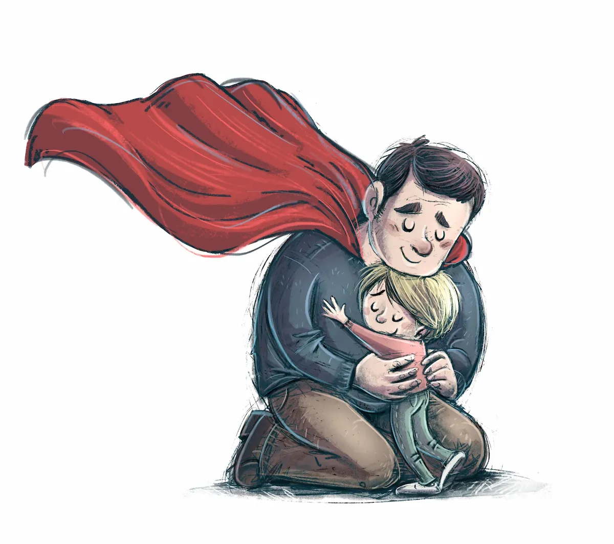 Laser cut and engrave Father And Child With Hero Cape
