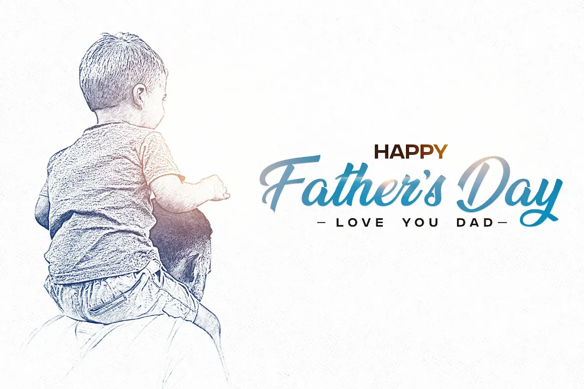 Laser cut and engrave Father And Son Piggyback Ride Illustration