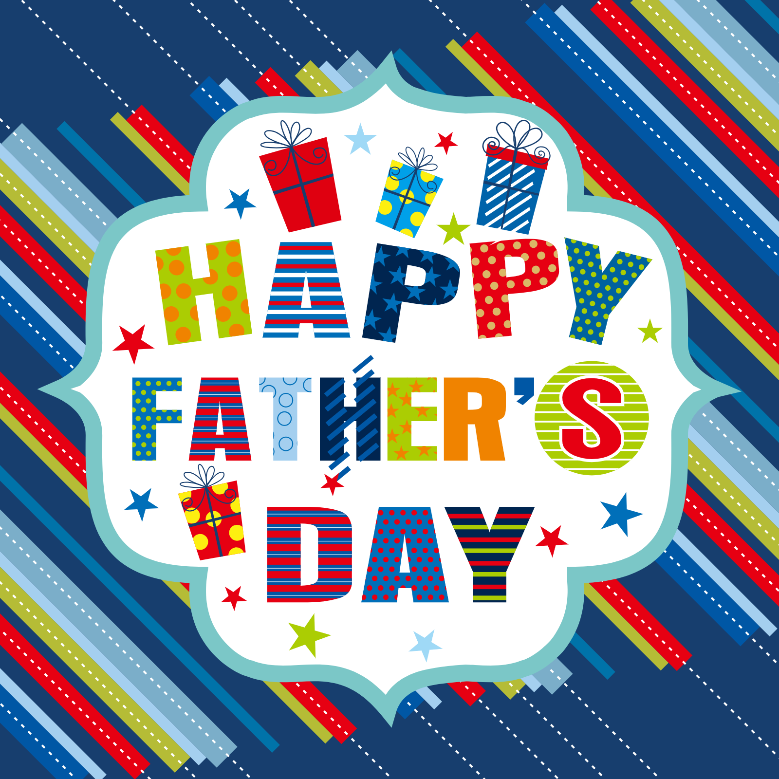 Father's Day Greeting With Gifts And Stars