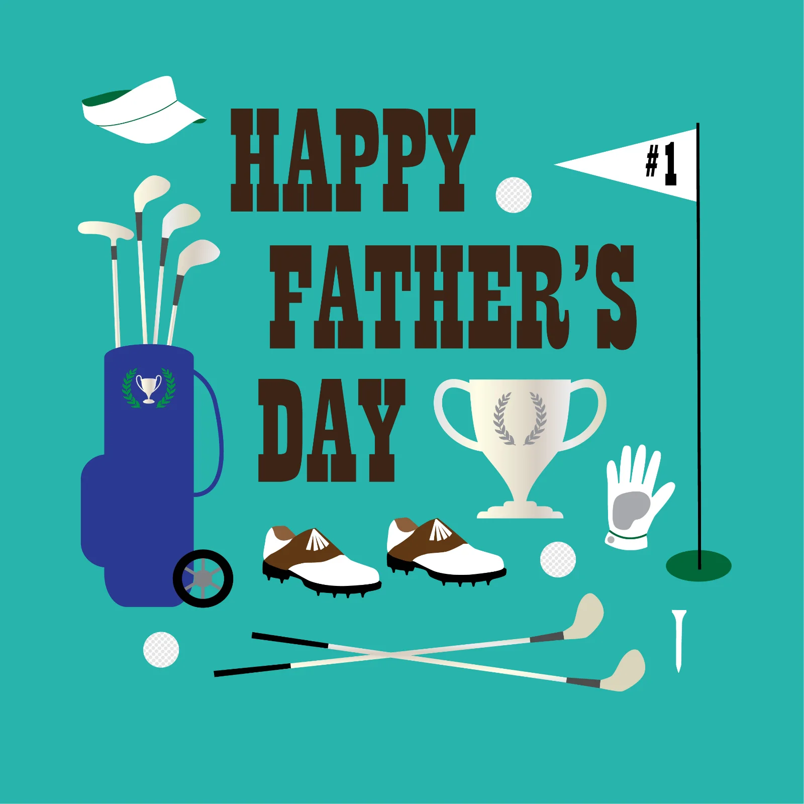 Father's Day Golf Equipment Illustration