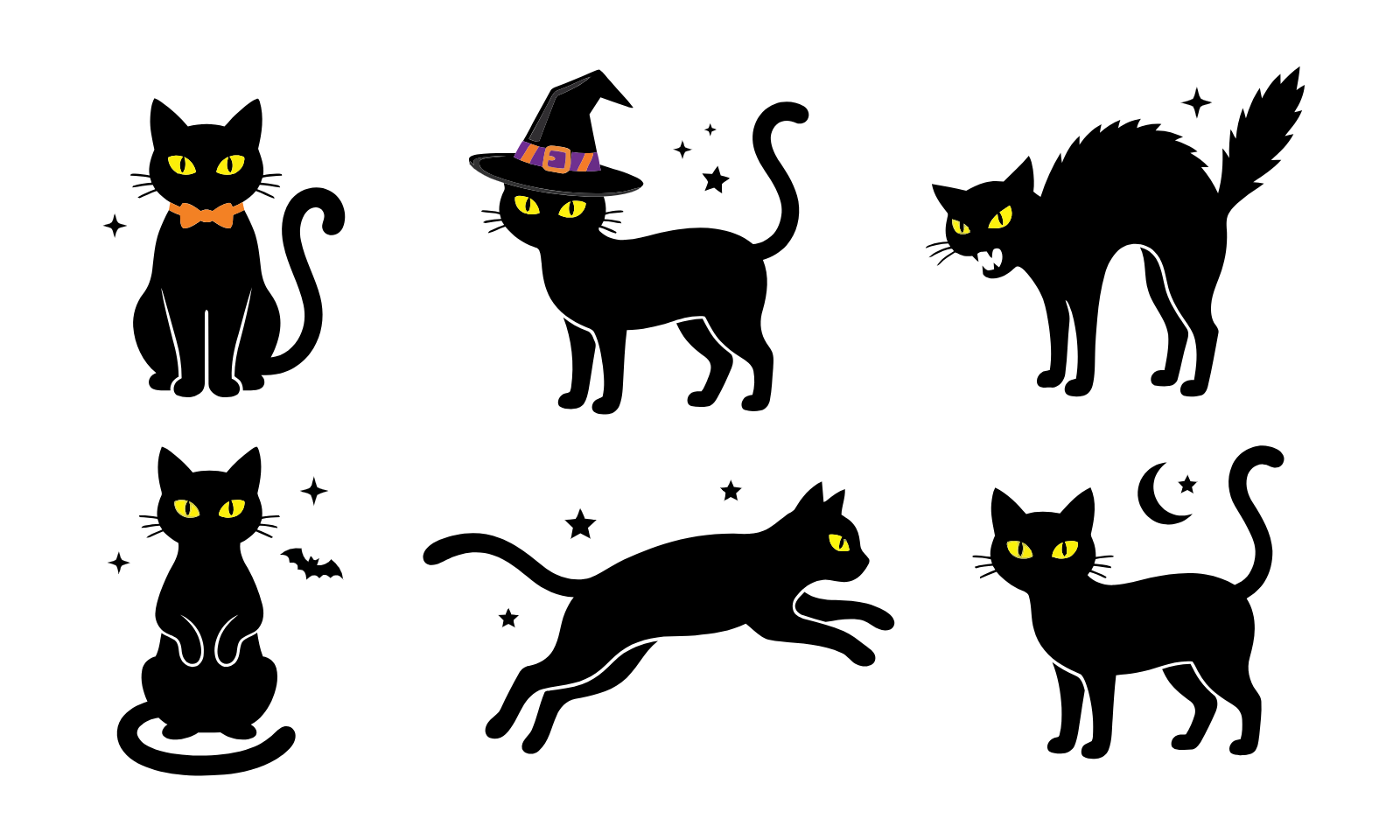 Halloween Black Cat Silhouettes Collection