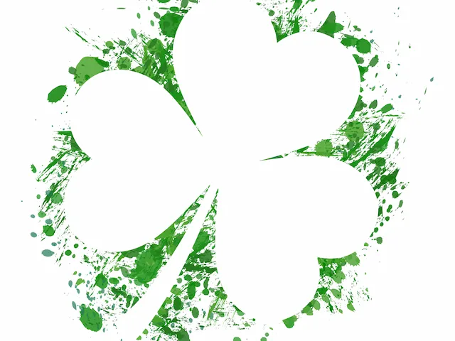 Shamrock Clover With Green Paint Splatter