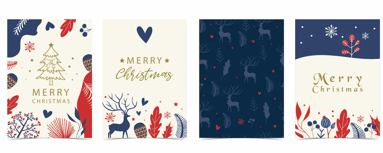Laser cut and engrave Christmas Holiday Greeting Card Set Designs