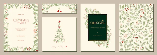 Christmas Stationery Set With Floral Elements