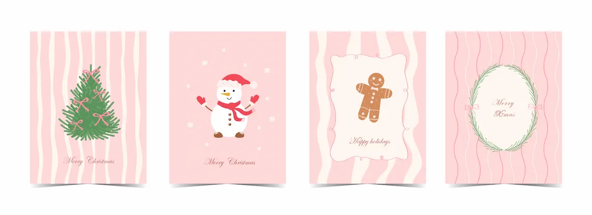 Laser cut and engrave Christmas Holiday Greeting Cards Set