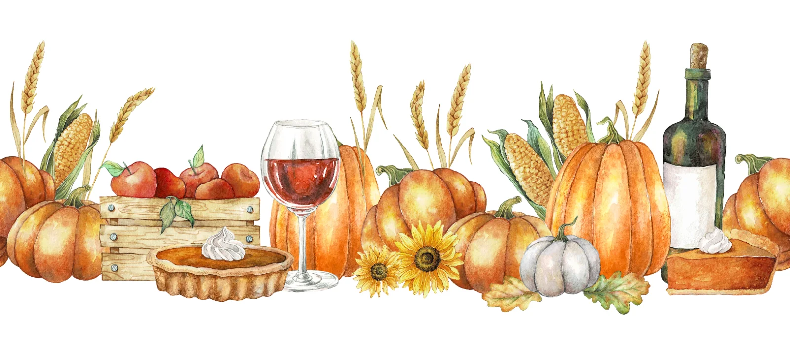 Autumn Harvest Pumpkin And Wine Border