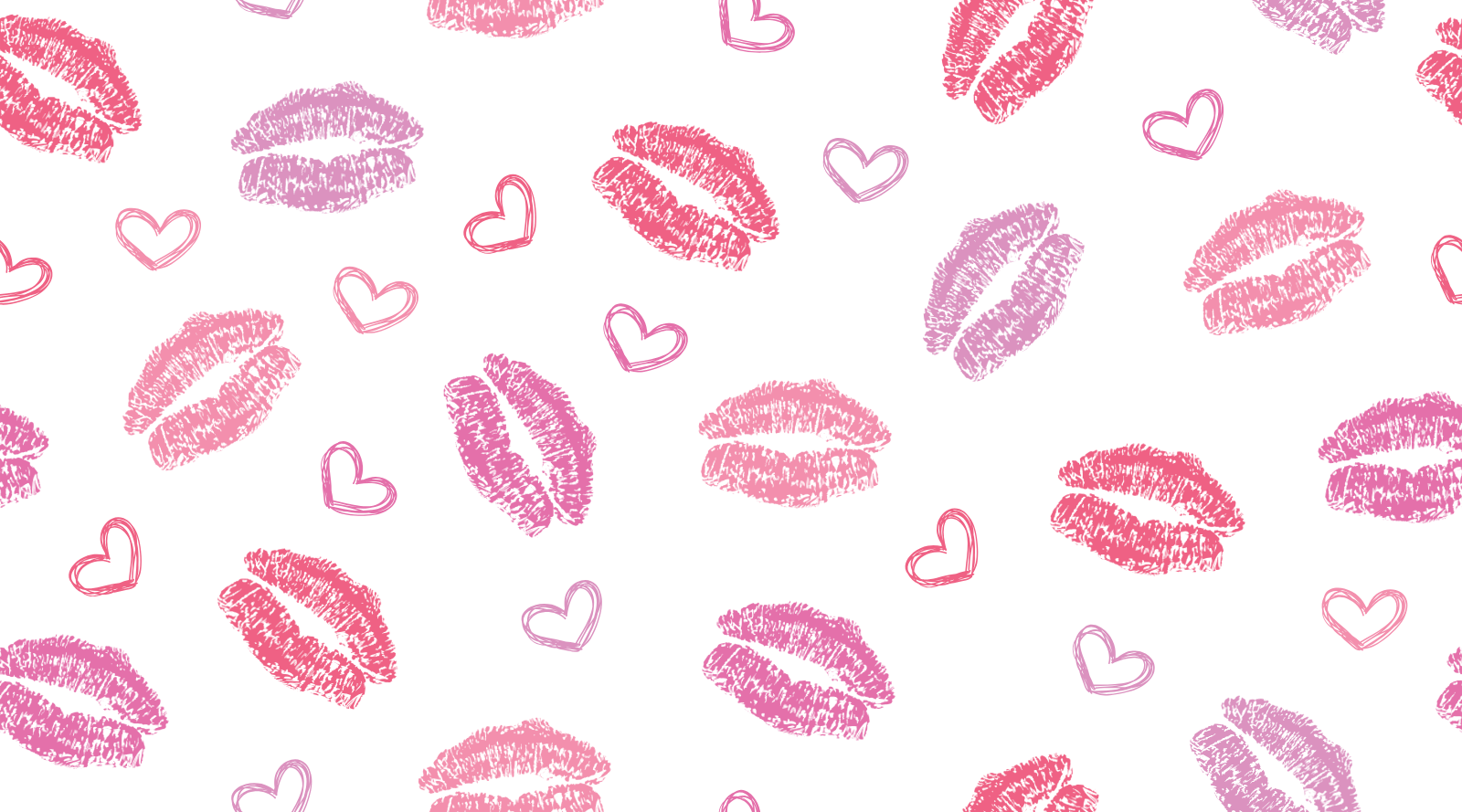 Seamless Pattern With Lips And Hearts