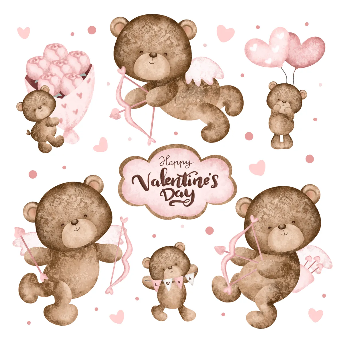 Laser cut and engrave Valentine Teddy Bear Cupid Collection