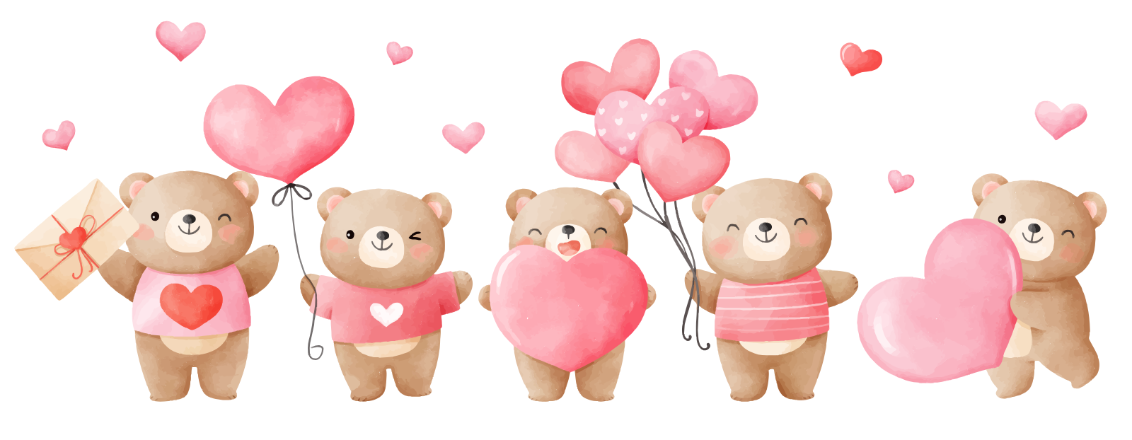 Teddy Bears Holding Hearts And Envelope