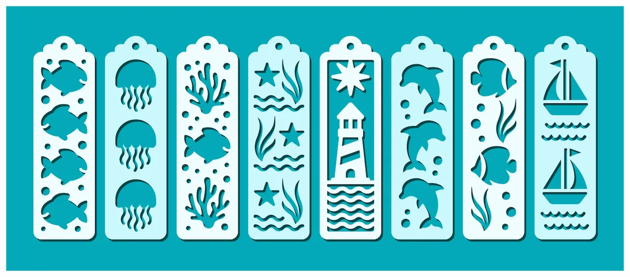 Laser cut and engrave Nautical Theme Bookmark Laser Cut Set