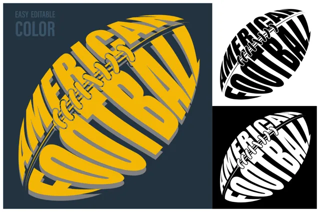 American Football Ball Typography Silhouette