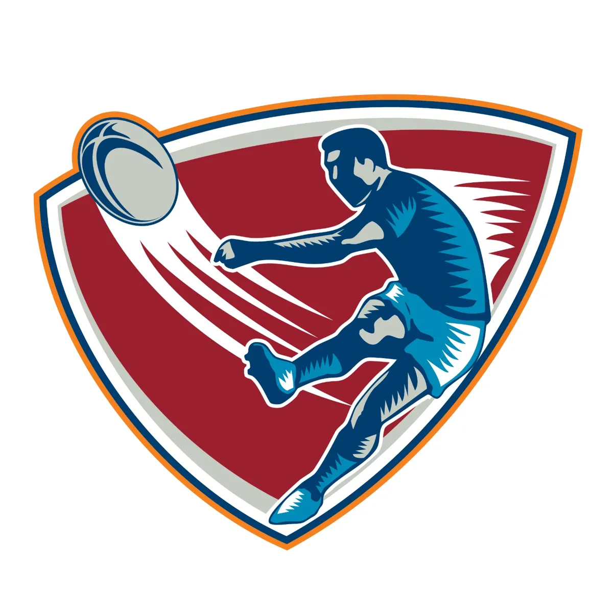 Laser cut and engrave Rugby Player Kicking Ball Shield Emblem