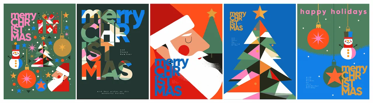 Laser cut and engrave Christmas Holiday Posters With Santa Tree